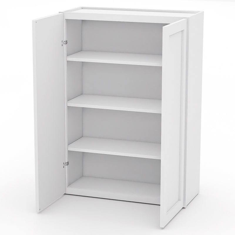 White Shaker Wall Cabinets - 42H - 2 Doors / 3 Shelves W3042