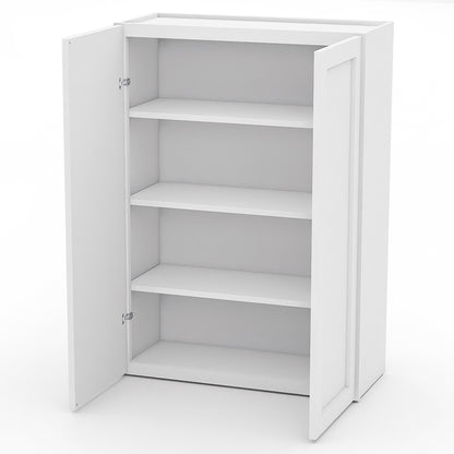 White Shaker Wall Cabinets - 42H - 2 Doors / 3 Shelves W3042