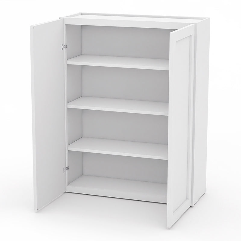 White Shaker Wall Cabinets - 42H - 2 Doors / 3 Shelves W3342