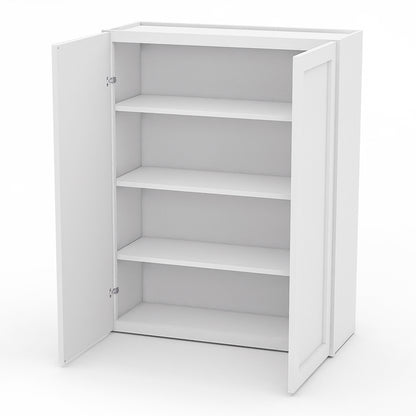 White Shaker Wall Cabinets - 42H - 2 Doors / 3 Shelves W3342