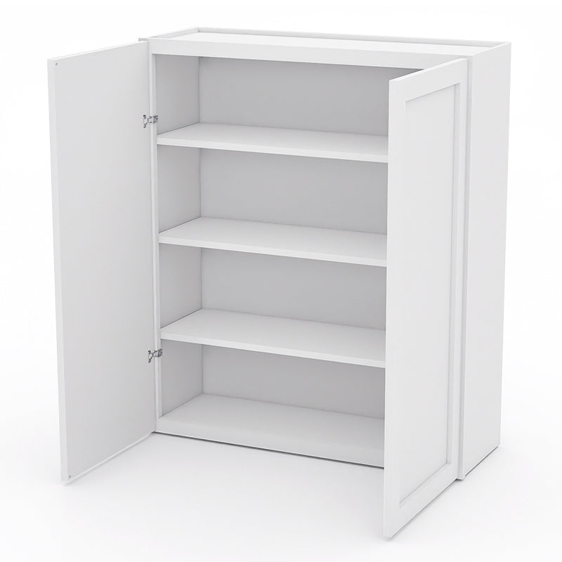 White Shaker Wall Cabinets - 42H - 2 Doors / 3 Shelves W3642