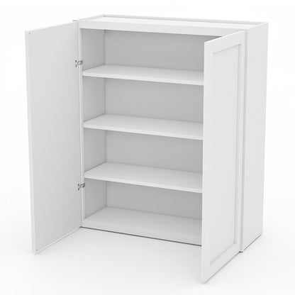 White Shaker Wall Cabinets - 42H - 2 Doors / 3 Shelves W3642