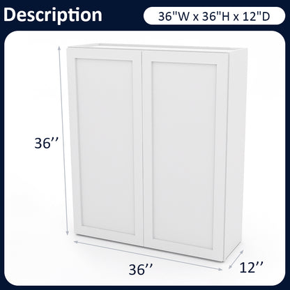 White Shaker Wall Cabinets - 42H - 2 Doors / 3 Shelves W3642