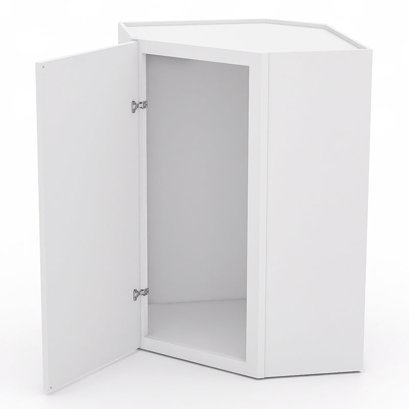 White Shaker Wall Diagonal Cabinets - 30/36H - 1 Door / 2 Shelves WDC243612