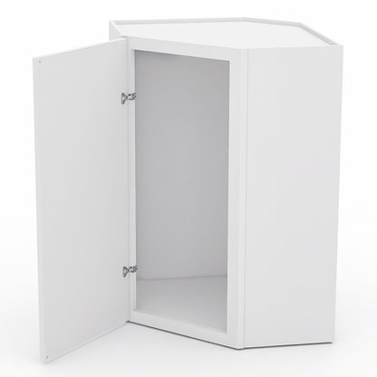 White Shaker Wall Diagonal Cabinets - 30/36H - 1 Door / 2 Shelves WDC243612