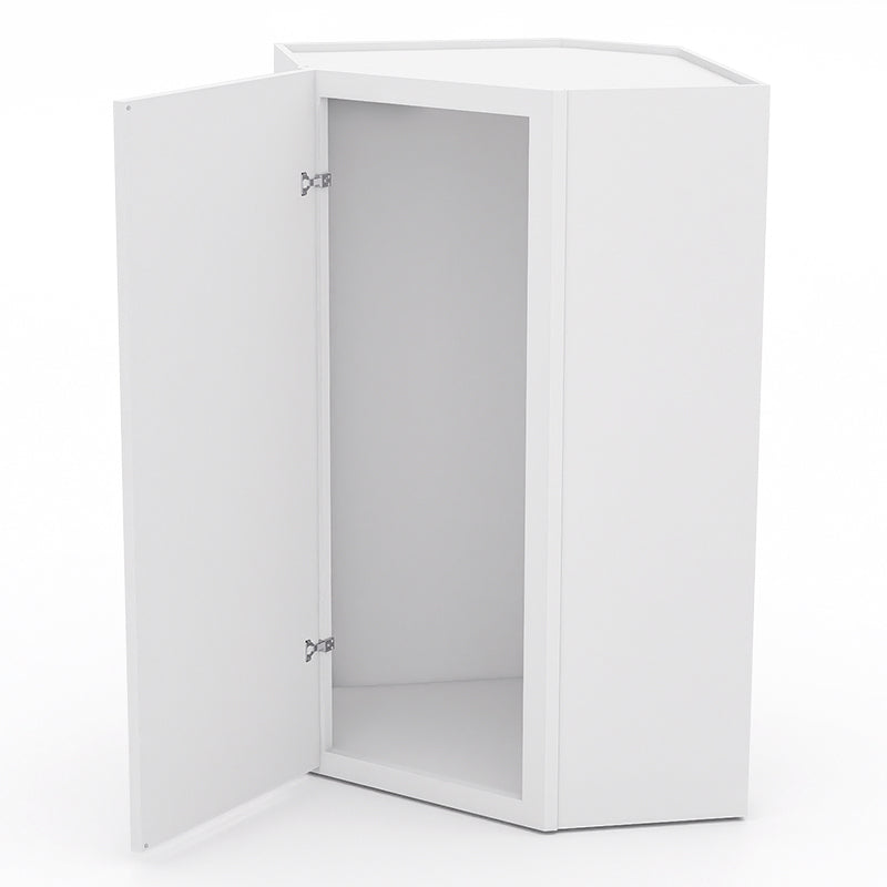 White Shaker Wall Diagonal Cabinets - 42H - 1 Door / 3 Shelves WDC244212