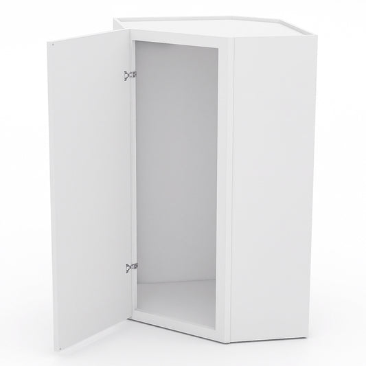 White Shaker Wall Diagonal Cabinets - 42H - 1 Door / 3 Shelves WDC244212