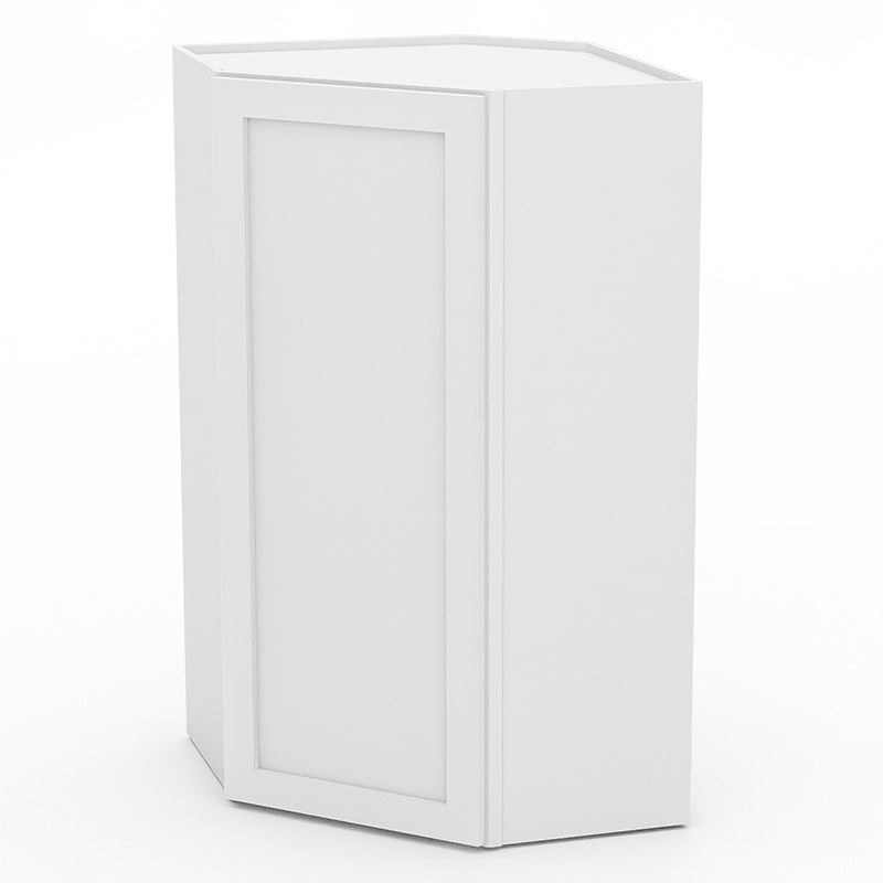 White Shaker Wall Diagonal Cabinets - 42H - 1 Door / 3 Shelves WDC244212