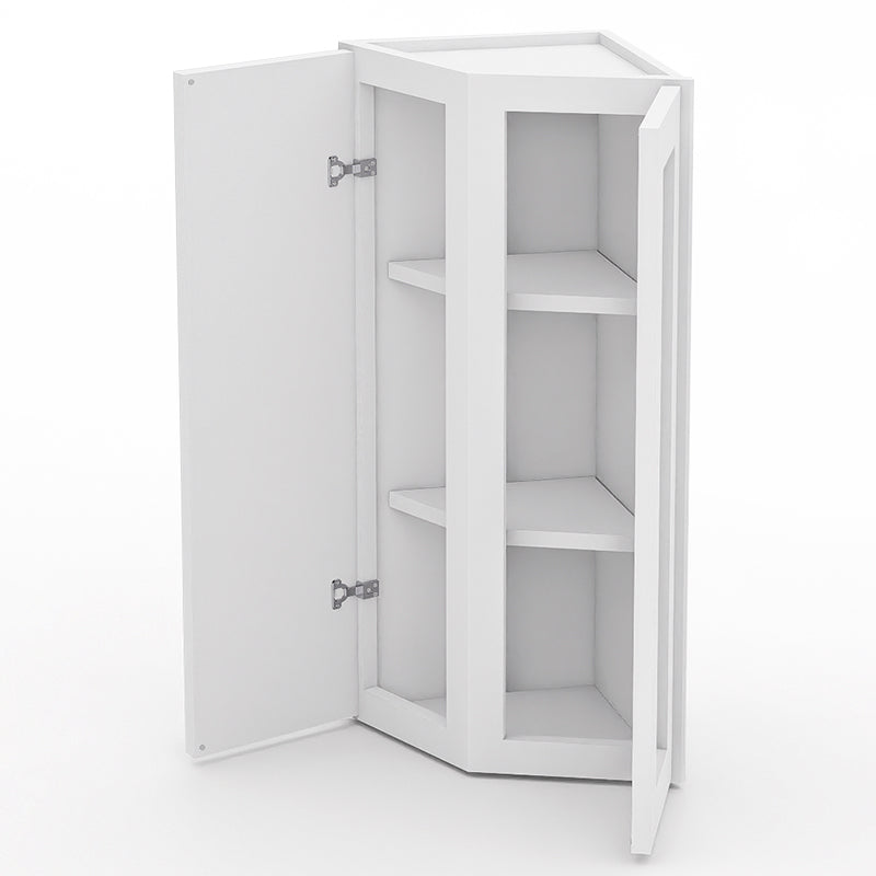 White Shaker Wall End Cabinets - 30/36H - 2 Doors/1 False / 2 Shelves WEC1230