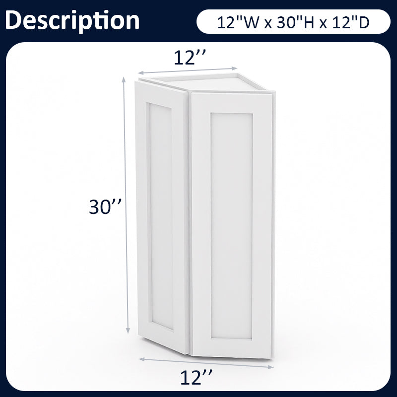 White Shaker Wall End Cabinets - 30/36H - 2 Doors/1 False / 2 Shelves WEC1230