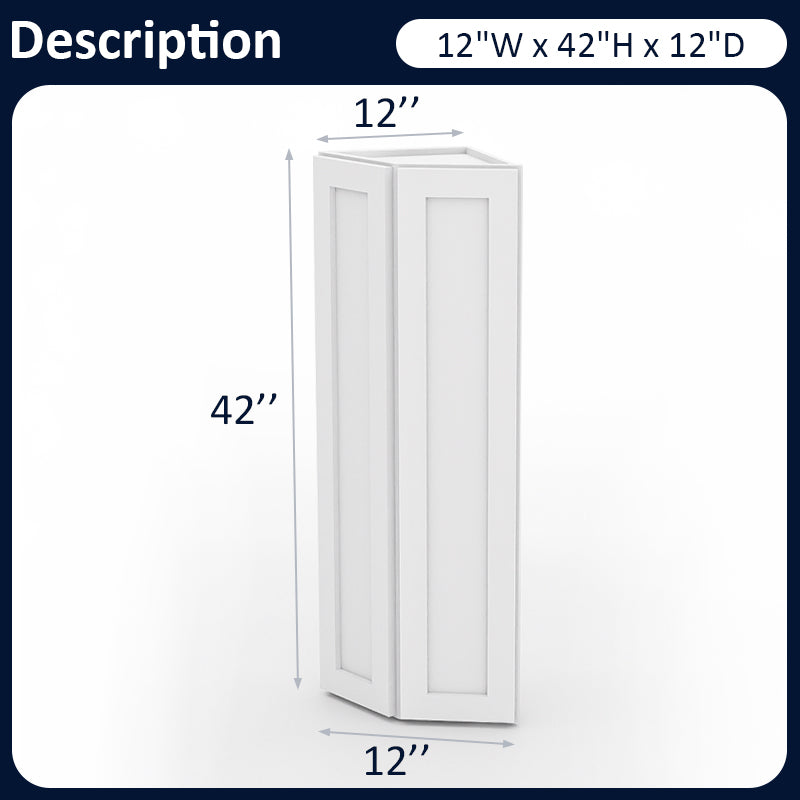 White Shaker Wall End Cabinets - 42H - 2 Doors/1 False / 3 Shelves WEC1242