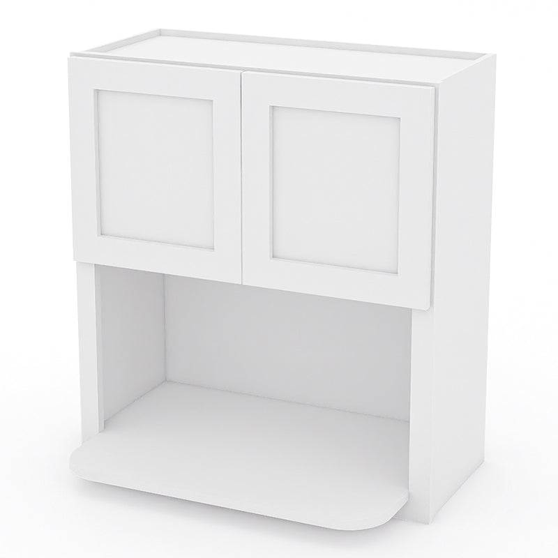 White Shaker Wall Microwave Cabinets - 30/36H - 2 Doors WMC2730