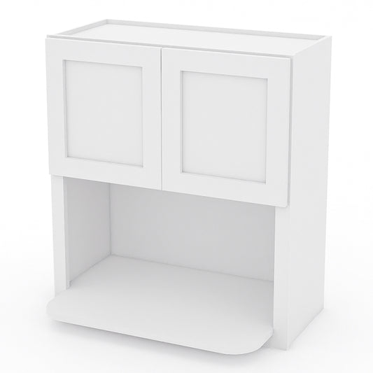White Shaker Wall Microwave Cabinets - 30/36H - 2 Doors WMC2730