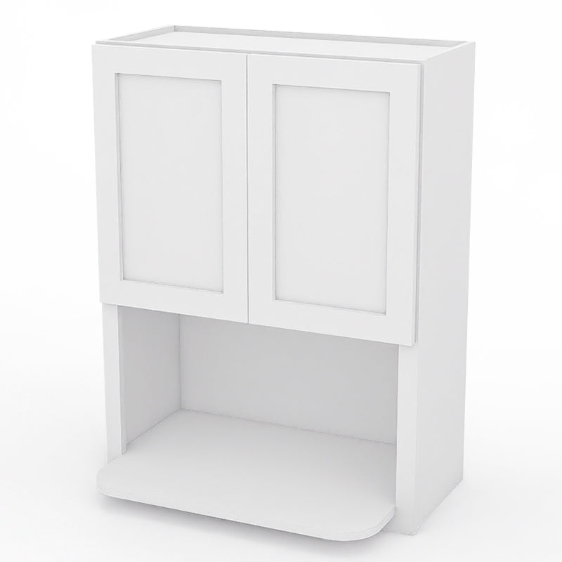White Shaker Wall Microwave Cabinets - 30/36H - 2 Doors WMC2736