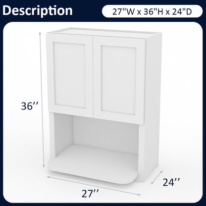 White Shaker Wall Microwave Cabinets - 30/36H - 2 Doors WMC2736